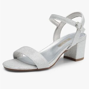 Dream Pairs low block heel sandals silver glitter